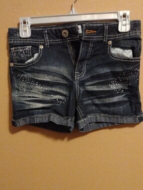 Mudd Dark Blue Denim Shorts with Contrast Stitching